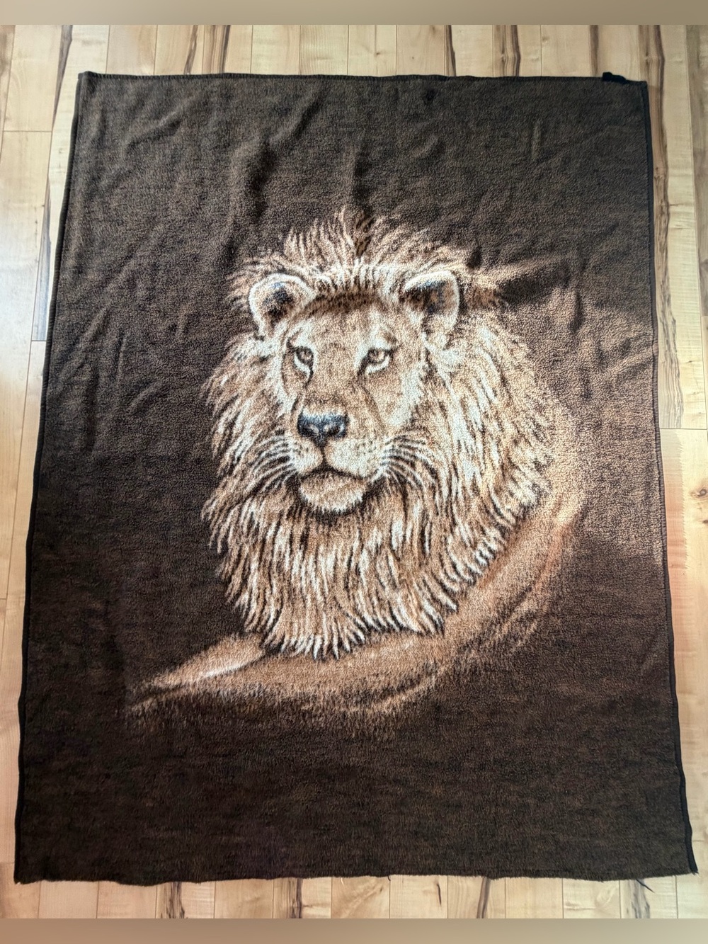 Vintage Biederlack reversible acrylic lion blanket